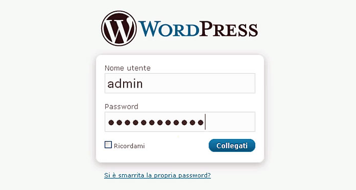 accesso wordpress