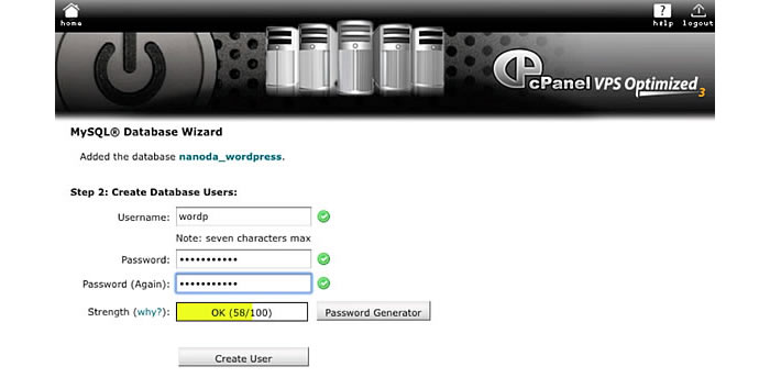 installare wordpress database