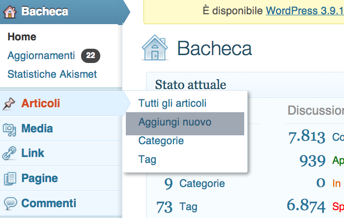 nuovo articolo wordpress